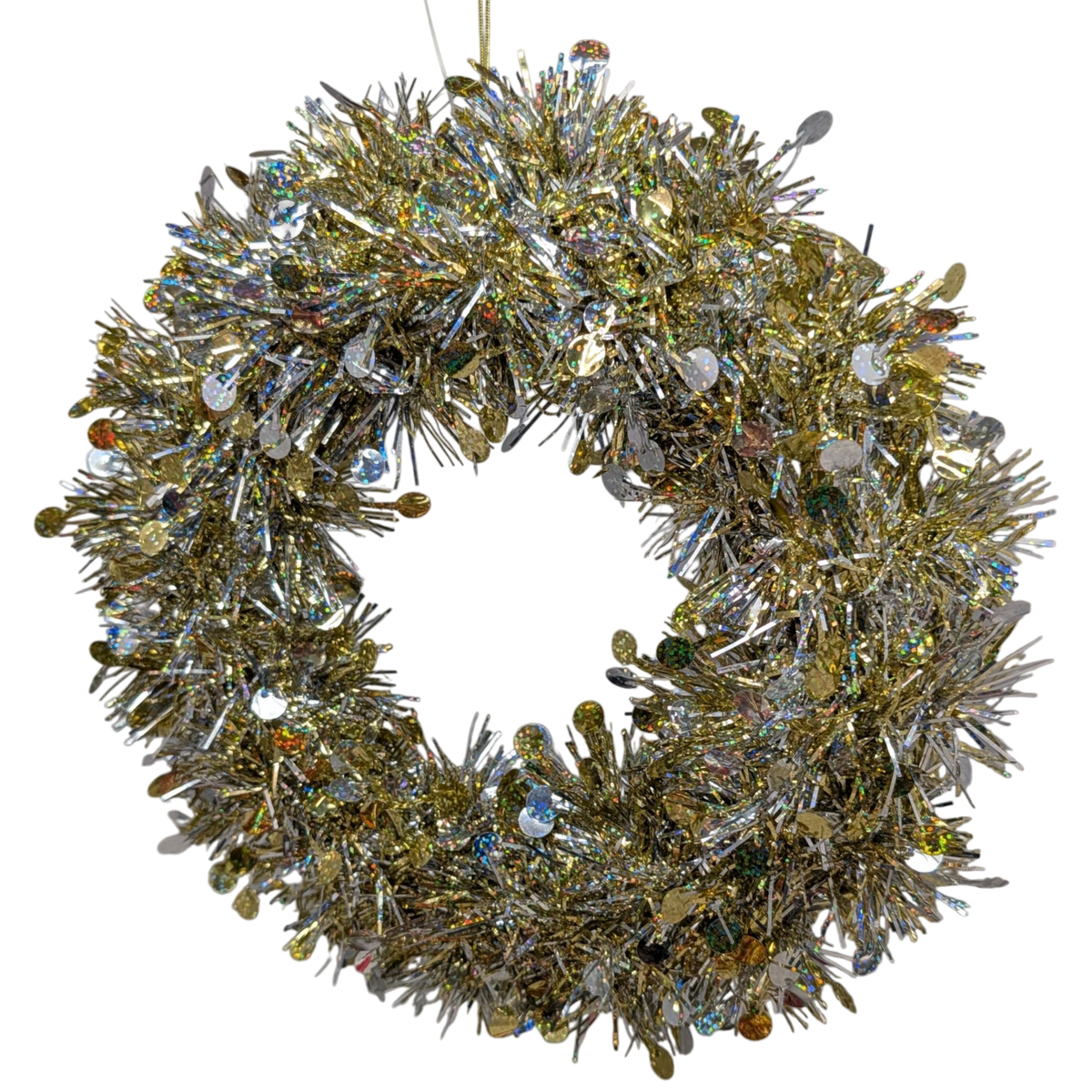 Tinsel Wreath - 12 Inch - Silver and Gold