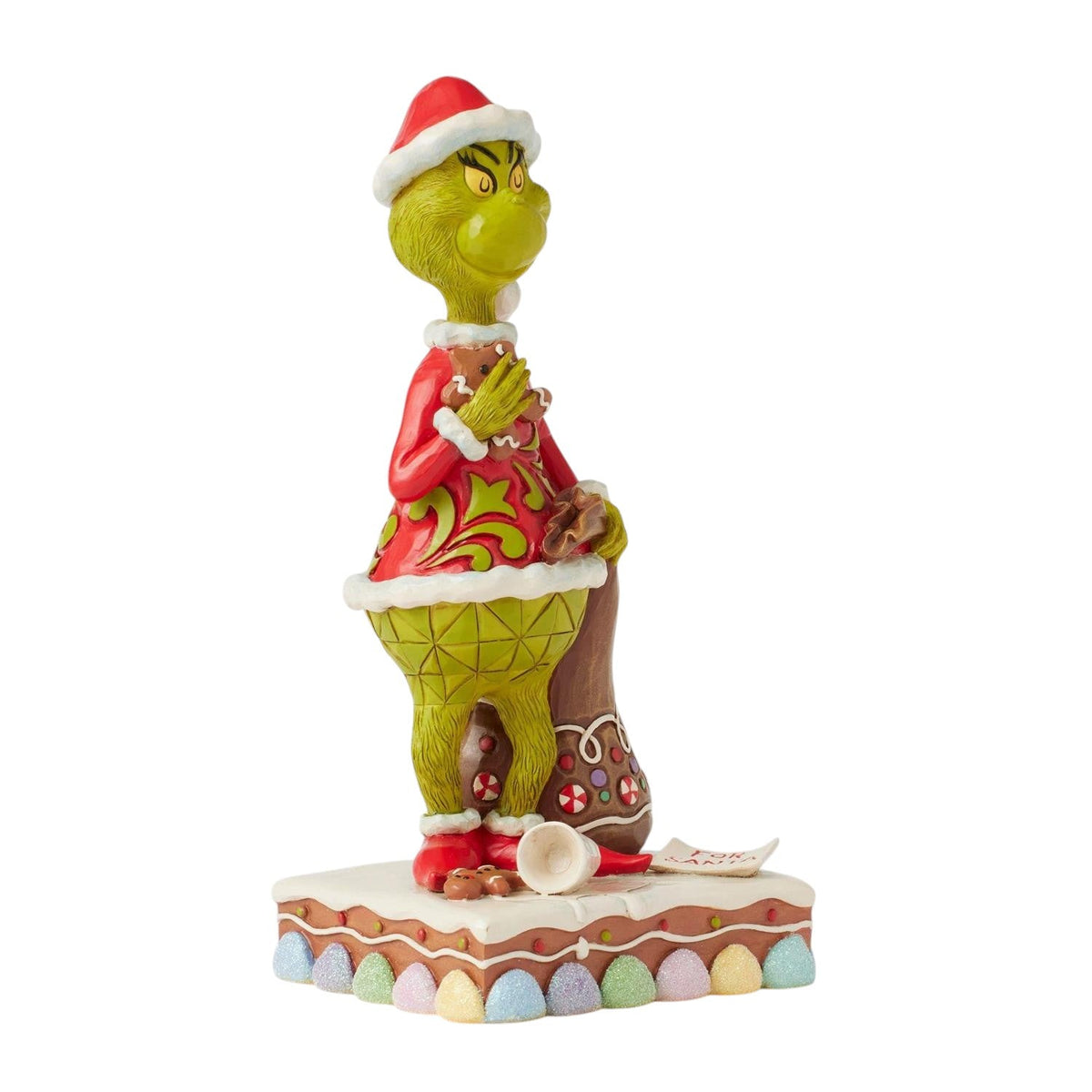 Grinch Eating Gingerbread Cookie and Milk