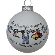 Christmas Keepsake Glass Ornament - For a Beautiful Grandson