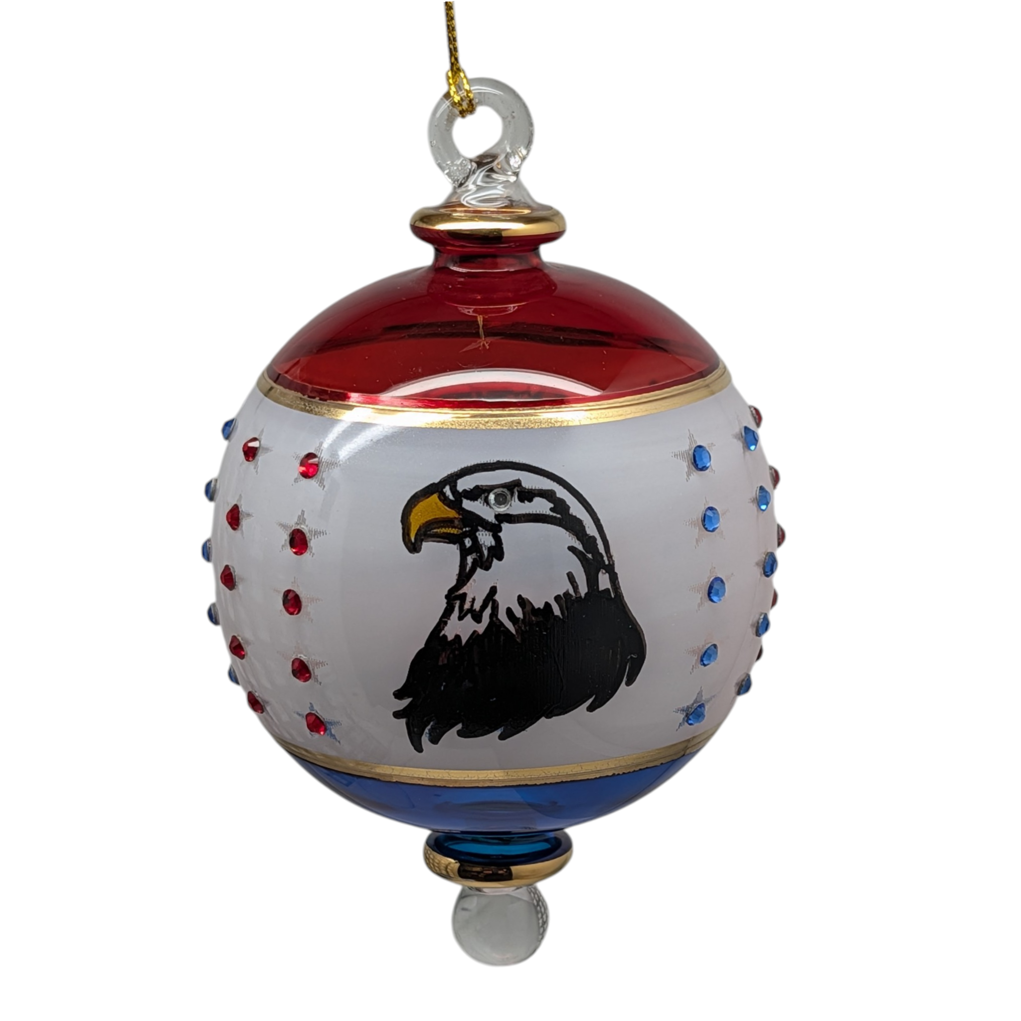 American Eagle with 50 Crystal Stars Ball Ornament