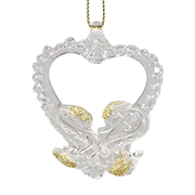 Spunglass Ornament - Gold Heart With Swans