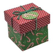 Gift Box Cube for Gift Cards - 3" x 3" -  Candy Canes