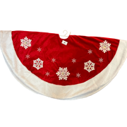 48" Christmas Red W/Wht Snowflake Tree Skirt