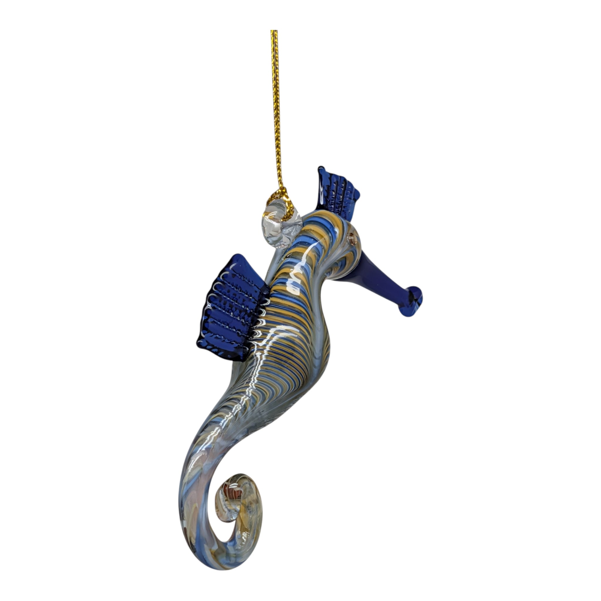 Royal Blue and Clear Seahorse Ornament with Asfour Crystal Eyes