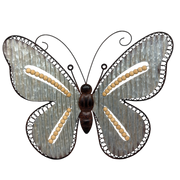 Galvanized Butterfly Wall Decor With Bead Accents