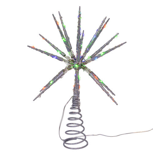 Silver Glitter Starburst Tree Topper - 12 Inch Multicolor