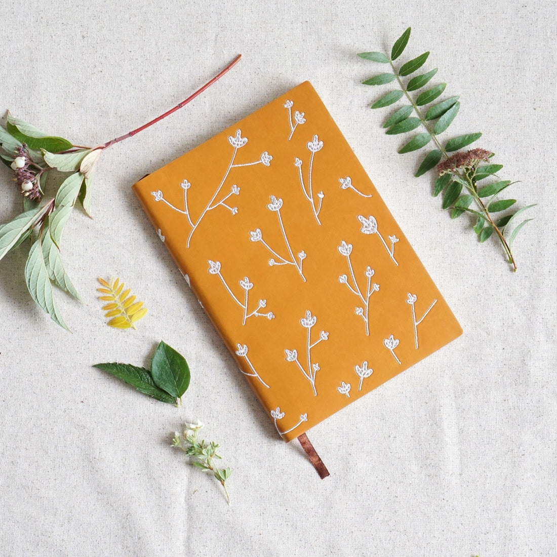 Mustard Embroidered Notebook