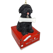 Labradoodle - Black with Bone Ornament