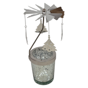 Starry Sky Rotating Candle Holder - Silver with Tree Dangles
