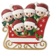Sleigh With Gold Rails Family of 6 Ornament