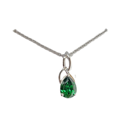 Sterling Silver Cz Emerald Trinity Necklace