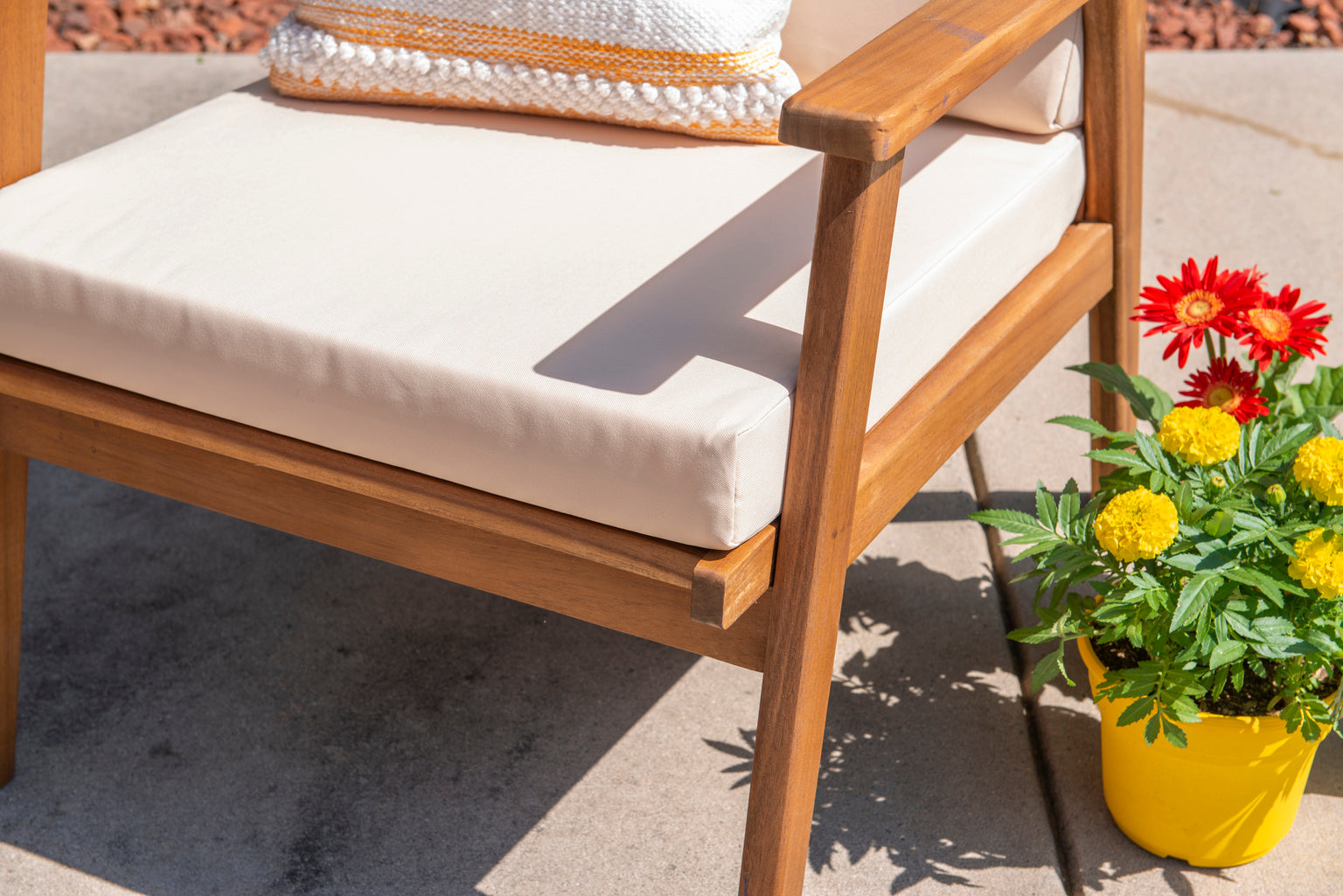 Cosgrove Acacia Wood Outdoor Chair with Natural Cushion by Homeportonline