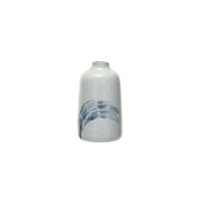 Vase Hand-Painted Stoneware Blue & Cream Large by Homeportonline