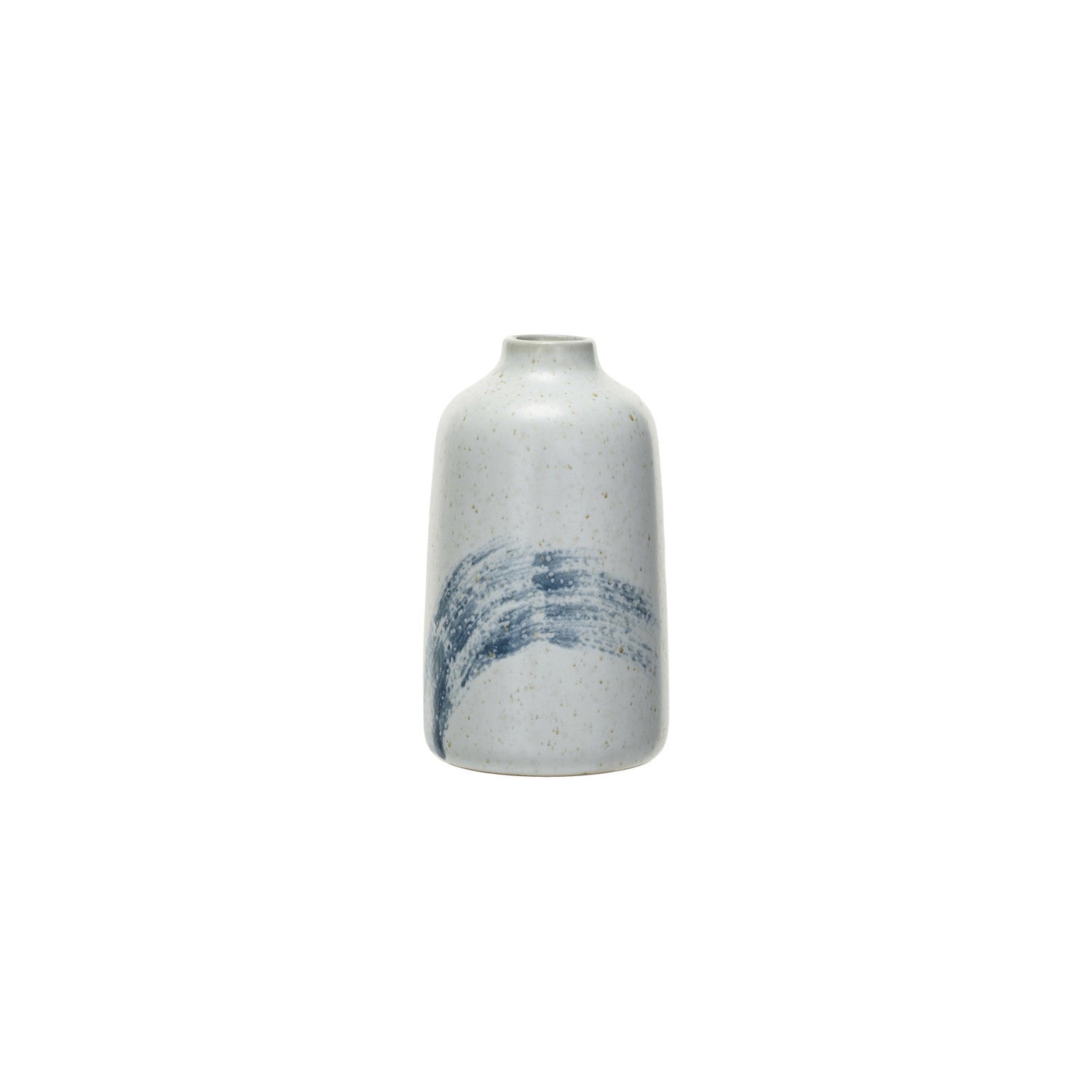Vase Hand-Painted Stoneware Blue & Cream Large by Homeportonline