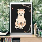 Japanese Cat Vintage Antique Style Print: 8x11 inches