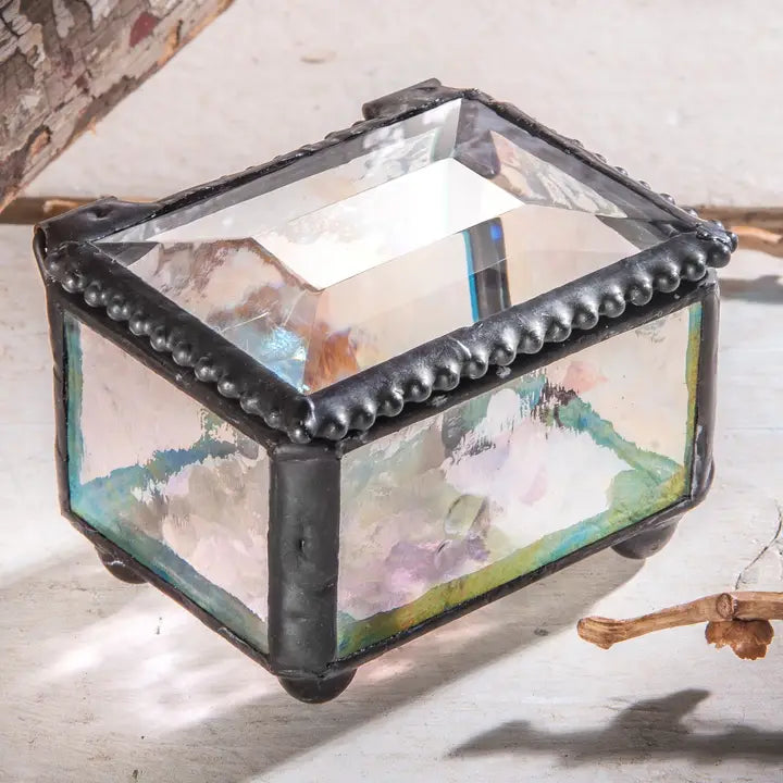 Vintage Stained Glass Ring Jewelry Box