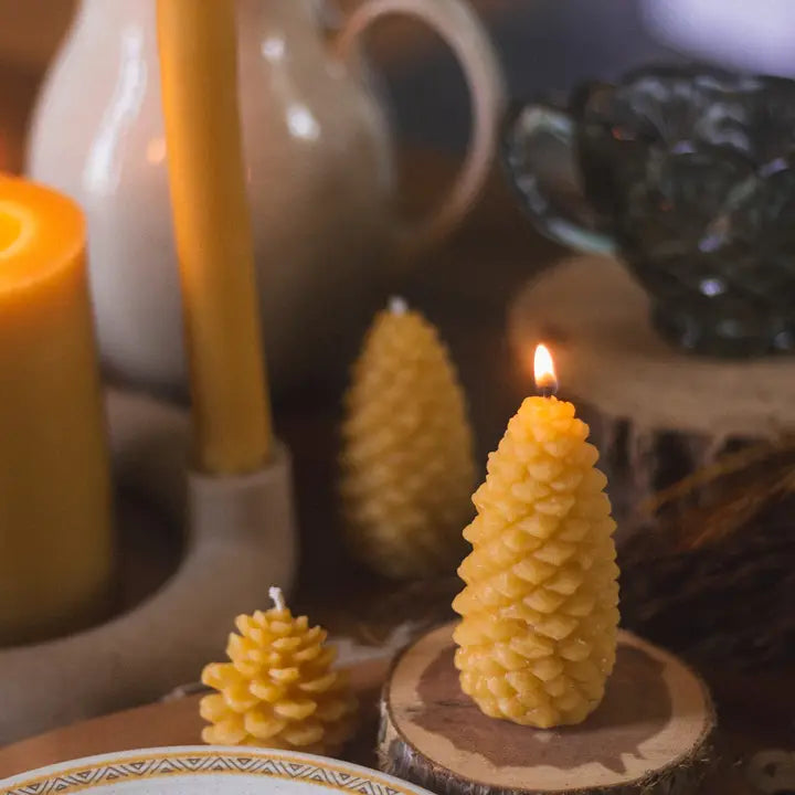 Medium Pinecone Shaped Beeswax Candle