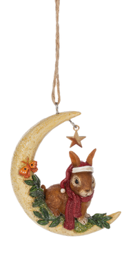 Crescent Moon With Bunny Ornament