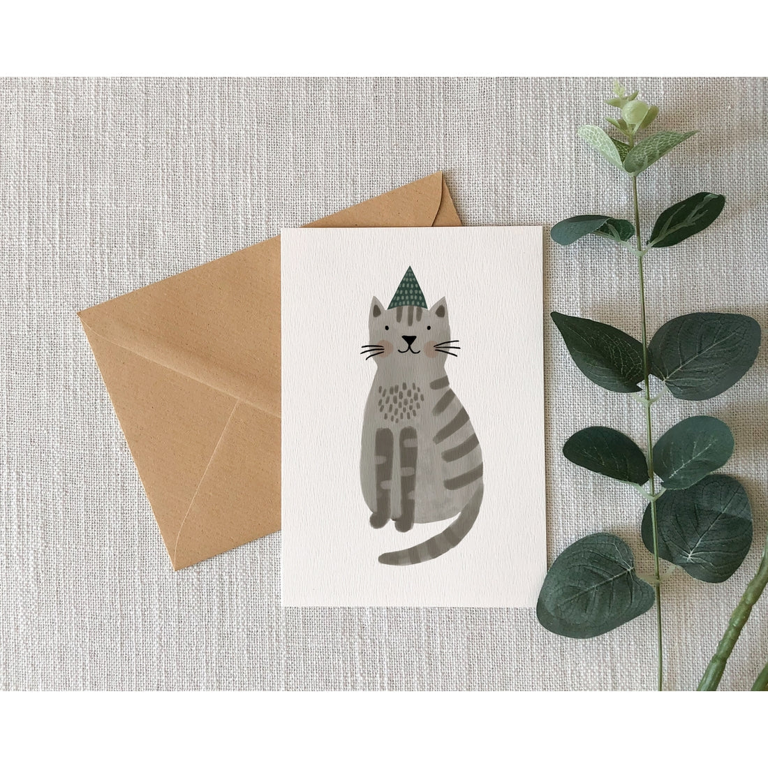 Cat in Party Hat Card