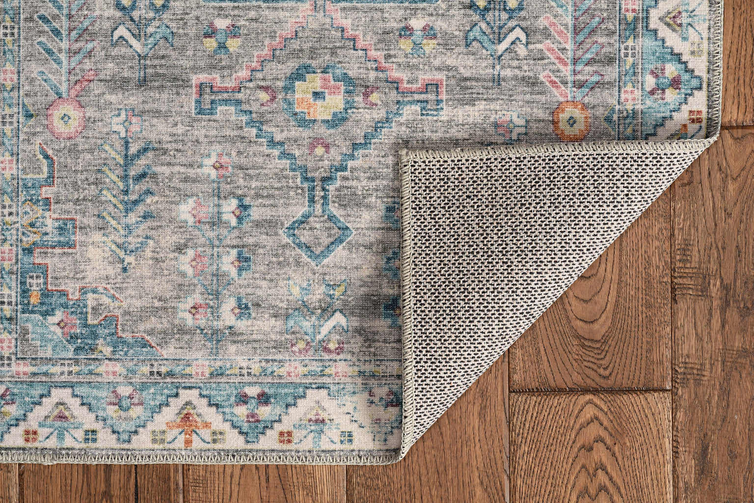 Washable Barron Grey and Green Rug 5ft x 7ft by Homeportonline