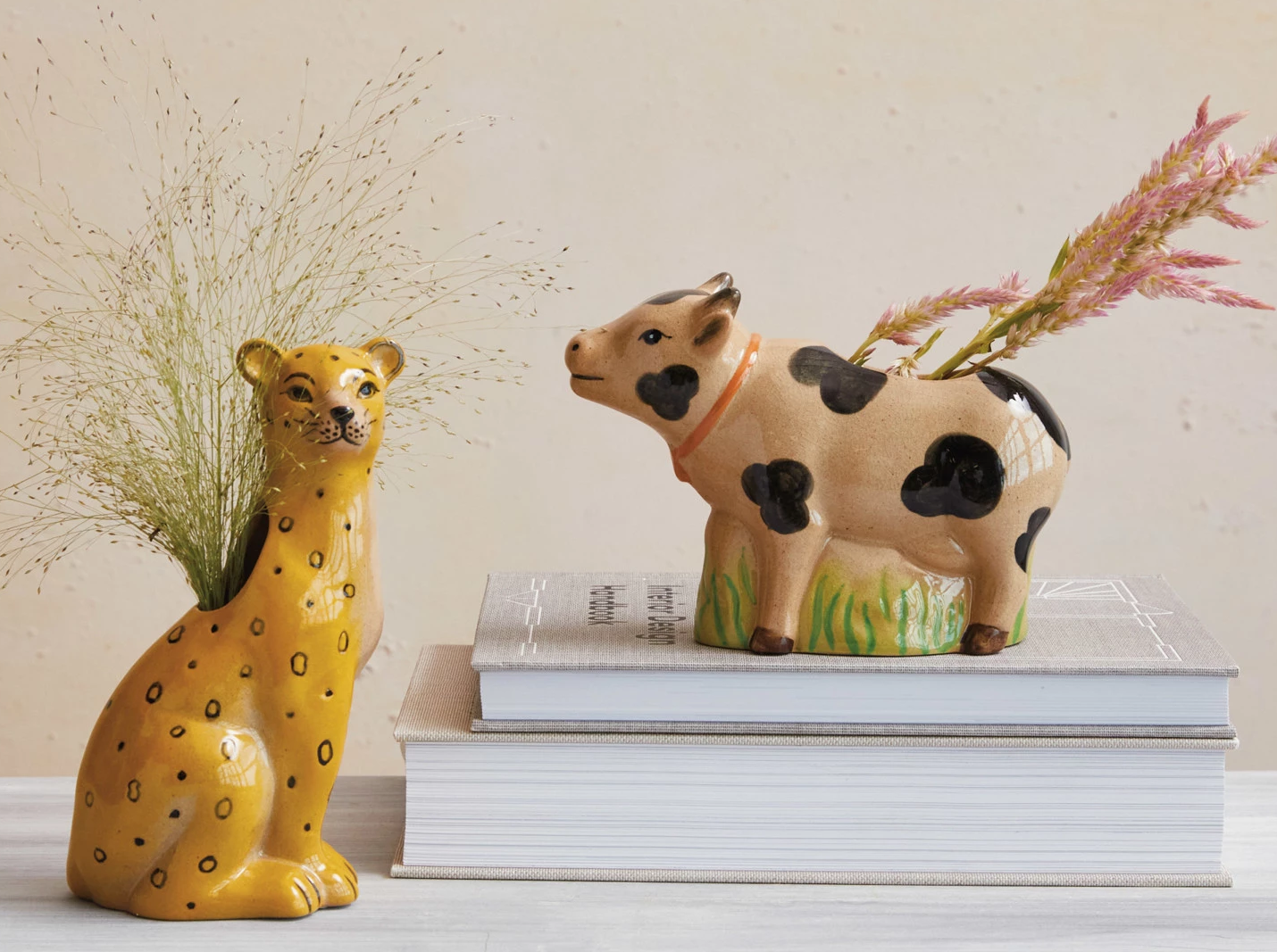 Vase Stoneware Leopard Yellow & Black 6.75"h by Homeportonline