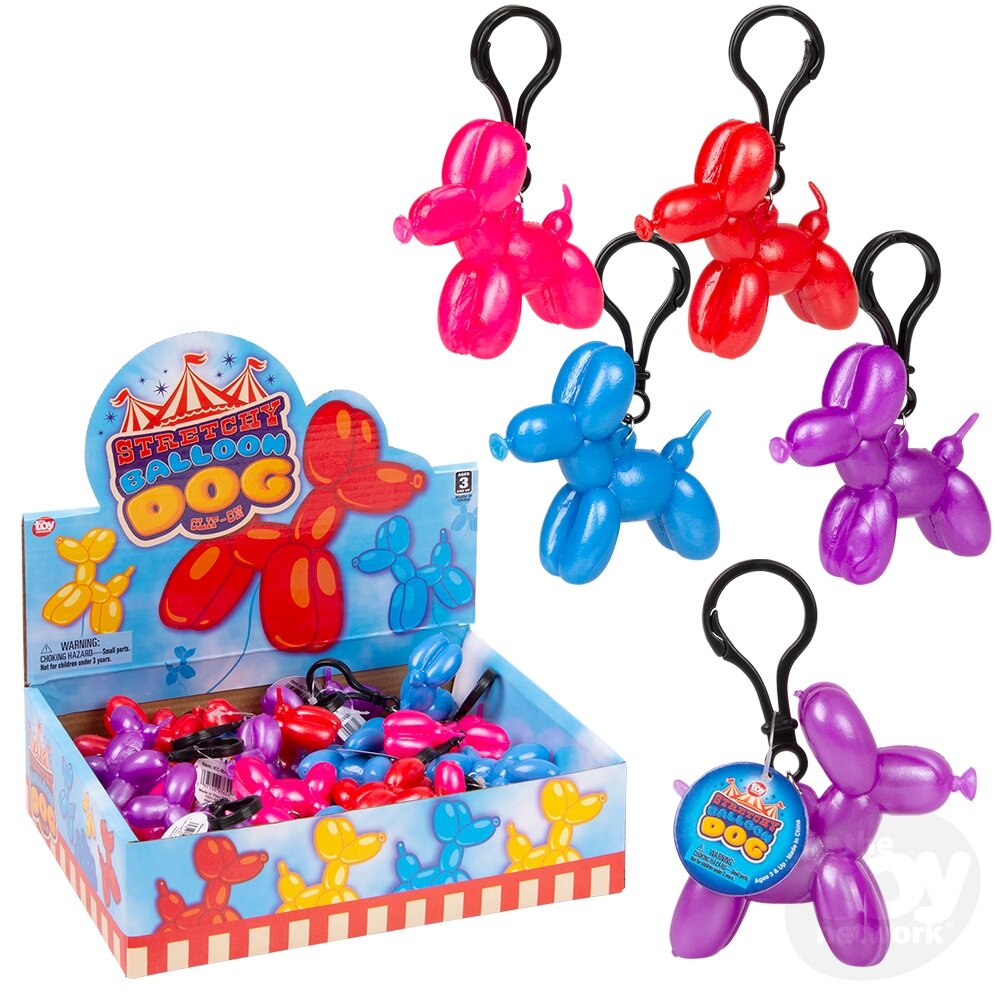 Stretchy Balloon Dog on Clip 2.4" (Sold Individually) by Homeportonline