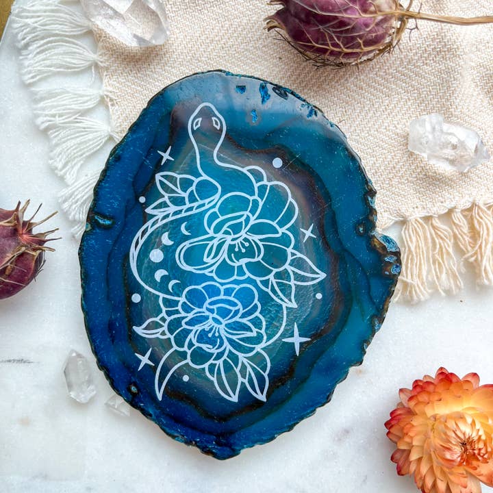 "Snake" Halloween Decor Agate Slice Natural Gemstone Decor