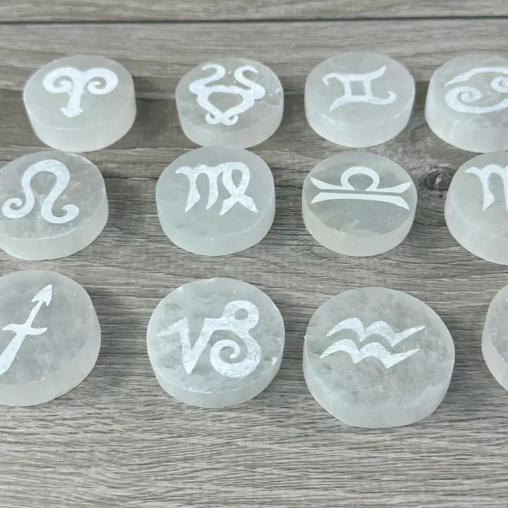Zodiac Selenite 1.5” Disc Coin