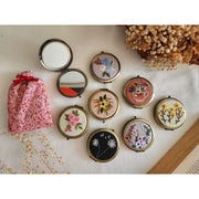Floral Embroidered Compact Mirror