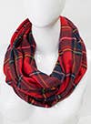 Stylish Plaid Infinity Scarf with Hidden Zipper: Muted Green & Red by SidePony Boutique