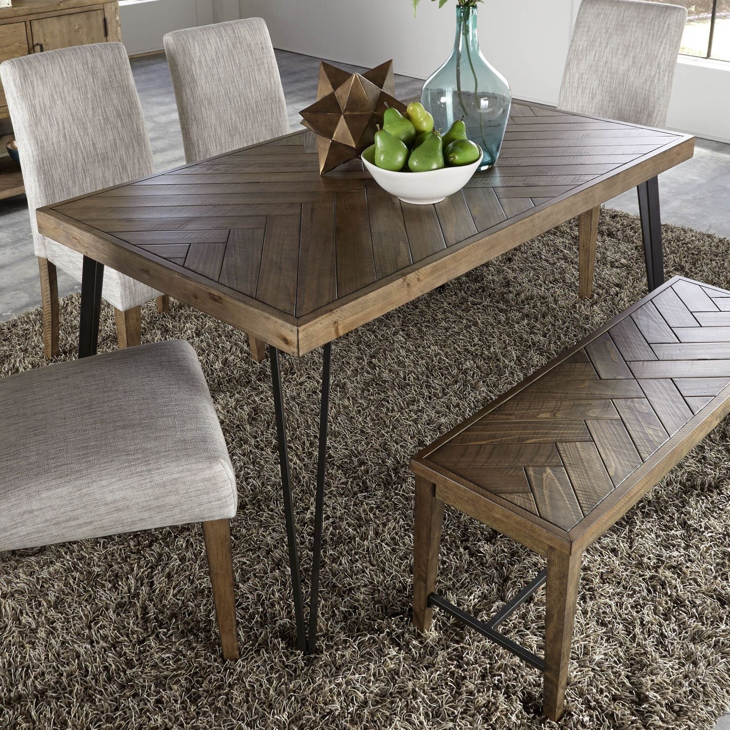 Horizons Rustic Caramel Rectangular Leg Dining Table Limited Availability by Homeportonline