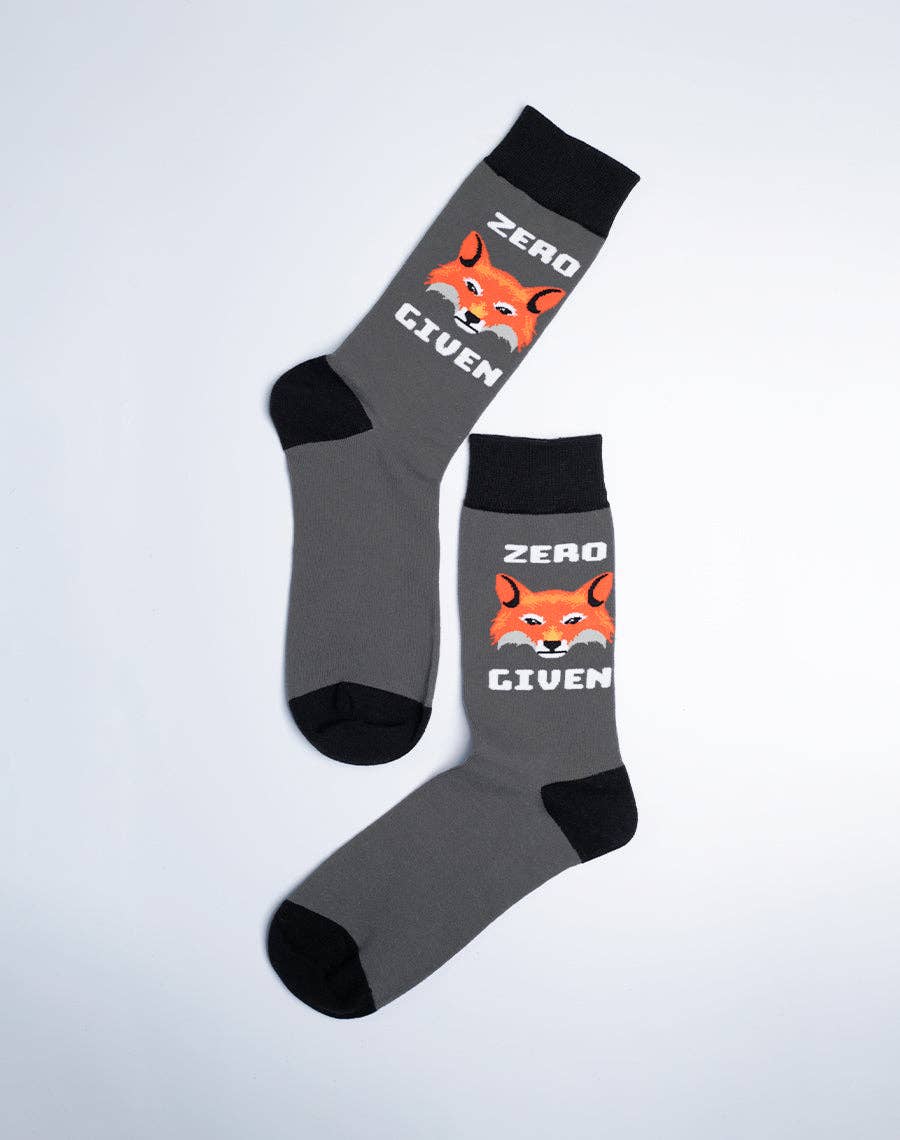 Men's Zero Fox Given Funny Crew Socks by SidePony Boutique