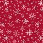 Snowflakes on Red Wrapping Paper
