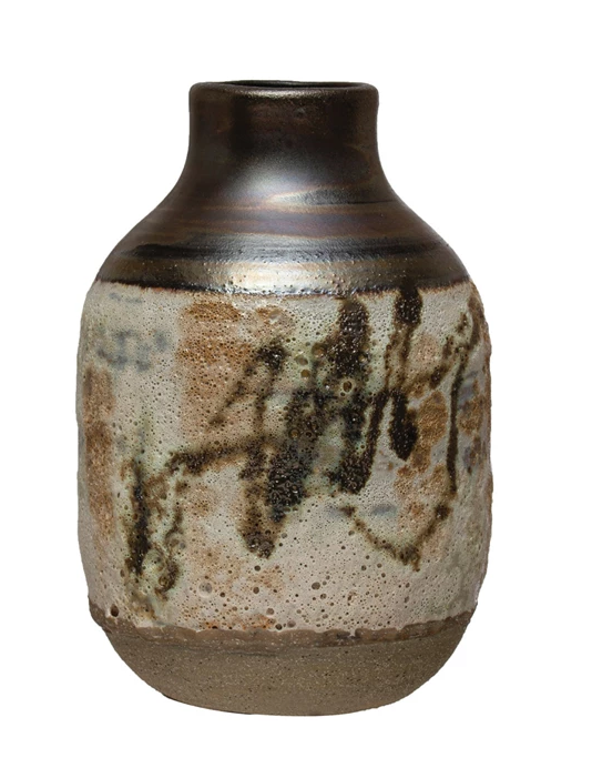 Vase Stoneware Reactive Glaze Multi Color by Homeportonline