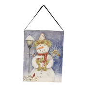Fiber Optic Lighted Canvas Art - Lamppost Snowman