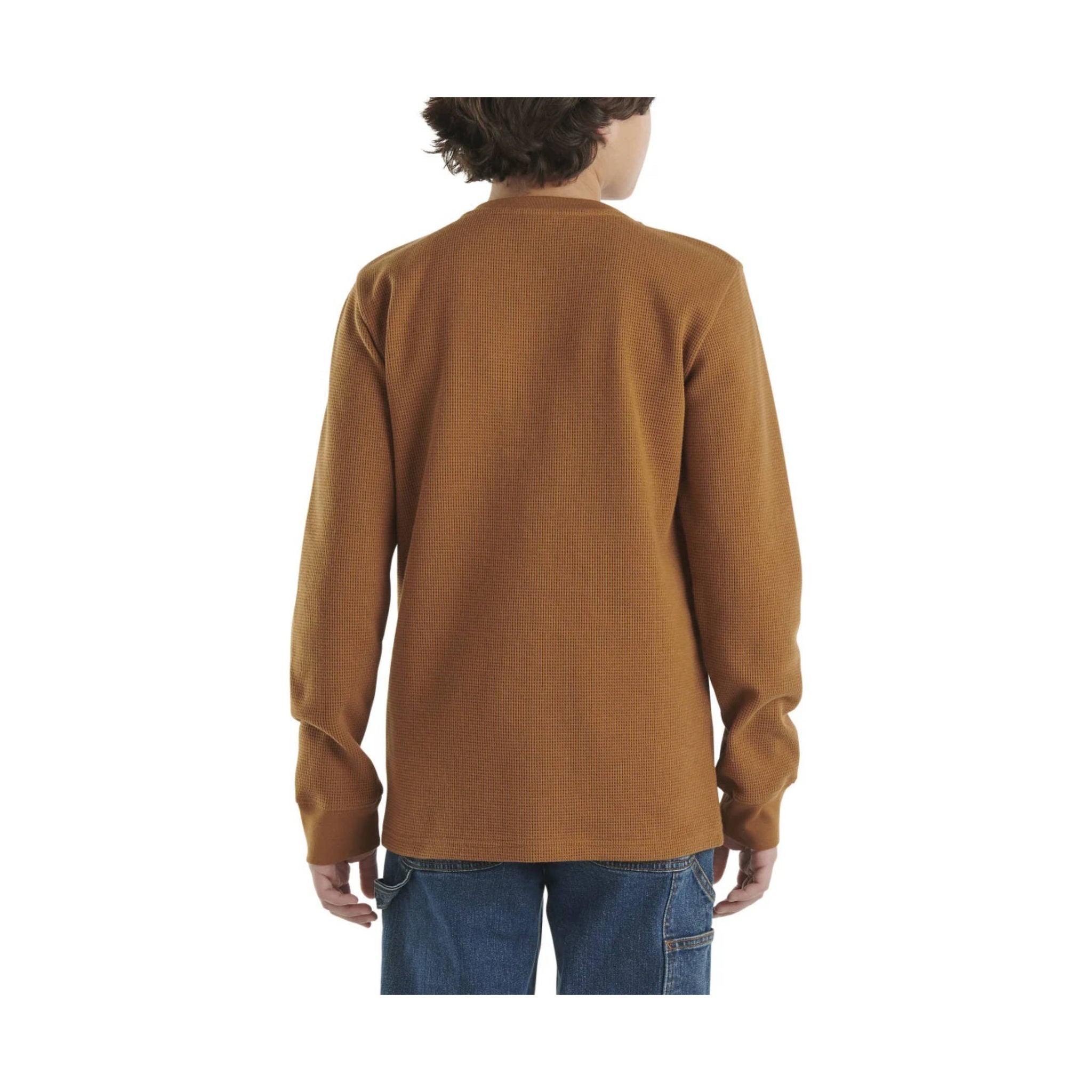 Carhartt Boys' Long Sleeve Henley Pocket Tee - Brown by Lenny's Shoe & Apparel