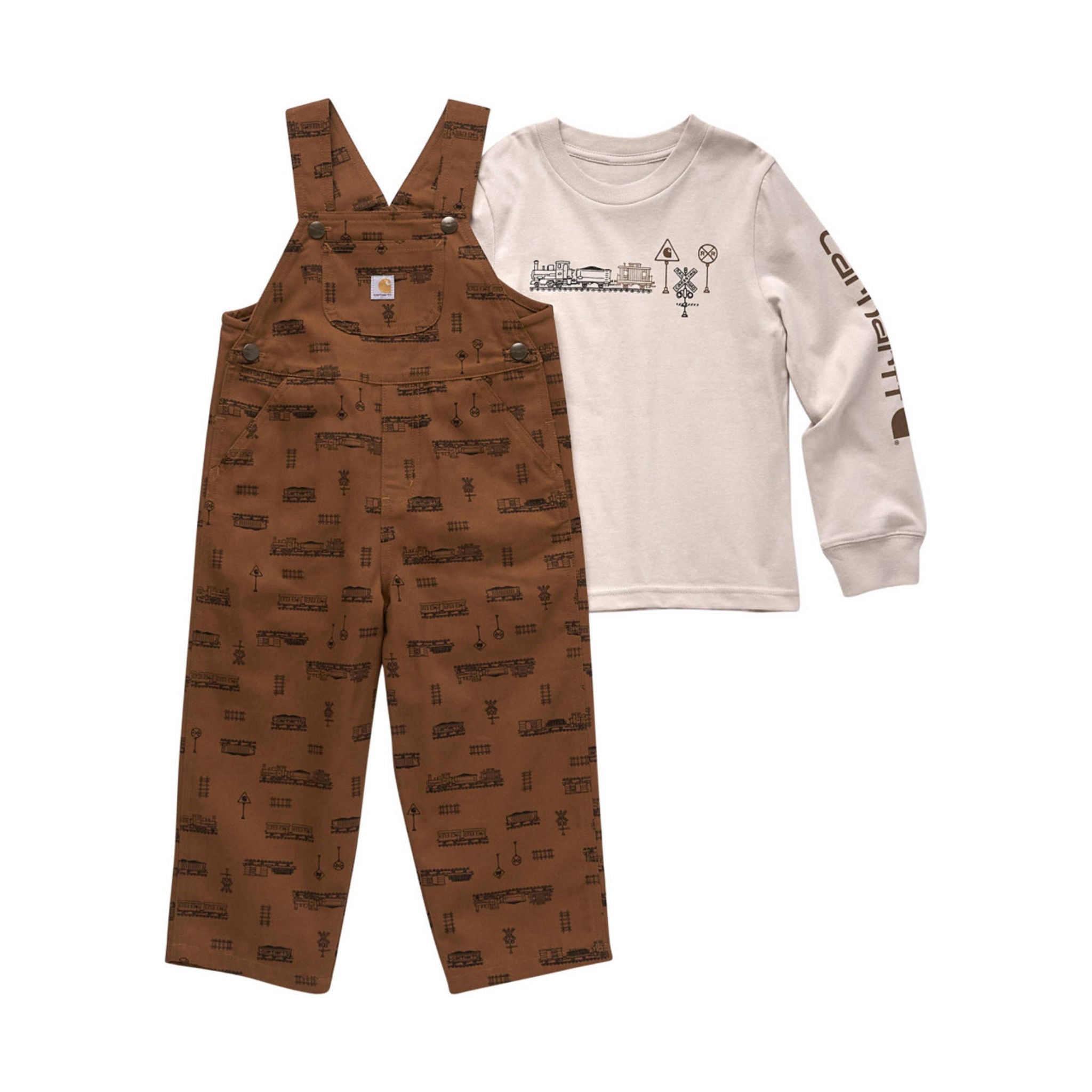 Carhartt Boys' Toddler Long Sleeve T Shirt Overall Set - Carhartt Brown by Lenny's Shoe & Apparel