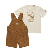 Carhartt Boys' Toddler Short Sleeve T Shirt And Canvas Print Shortall Set - Carhartt Brown by Lenny's Shoe & Apparel