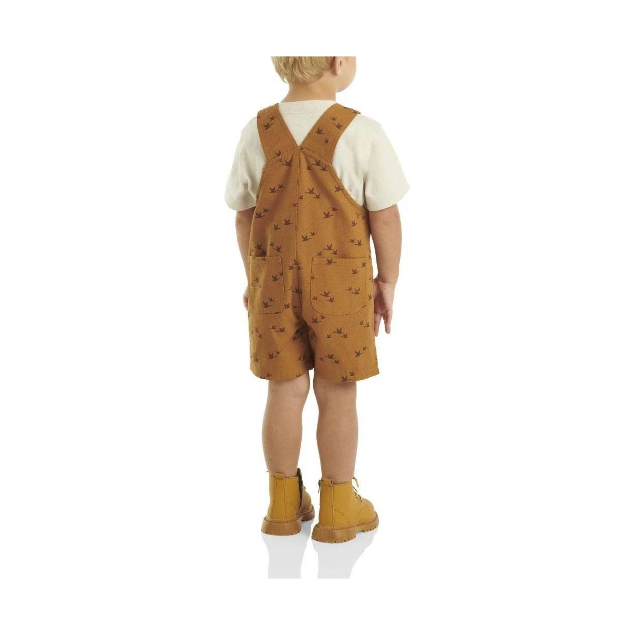 Carhartt Boys' Toddler Short Sleeve T Shirt And Canvas Print Shortall Set - Carhartt Brown by Lenny's Shoe & Apparel