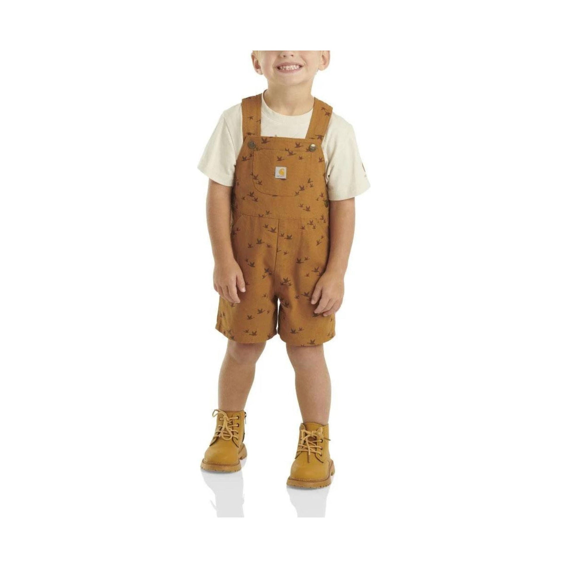 Carhartt Boys' Toddler Short Sleeve T Shirt And Canvas Print Shortall Set - Carhartt Brown by Lenny's Shoe & Apparel