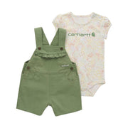 Carhartt Girls' Infant Short Sleeve Bodysuit And Canvas Shortall Set - Loden Forest by Lenny's Shoe & Apparel