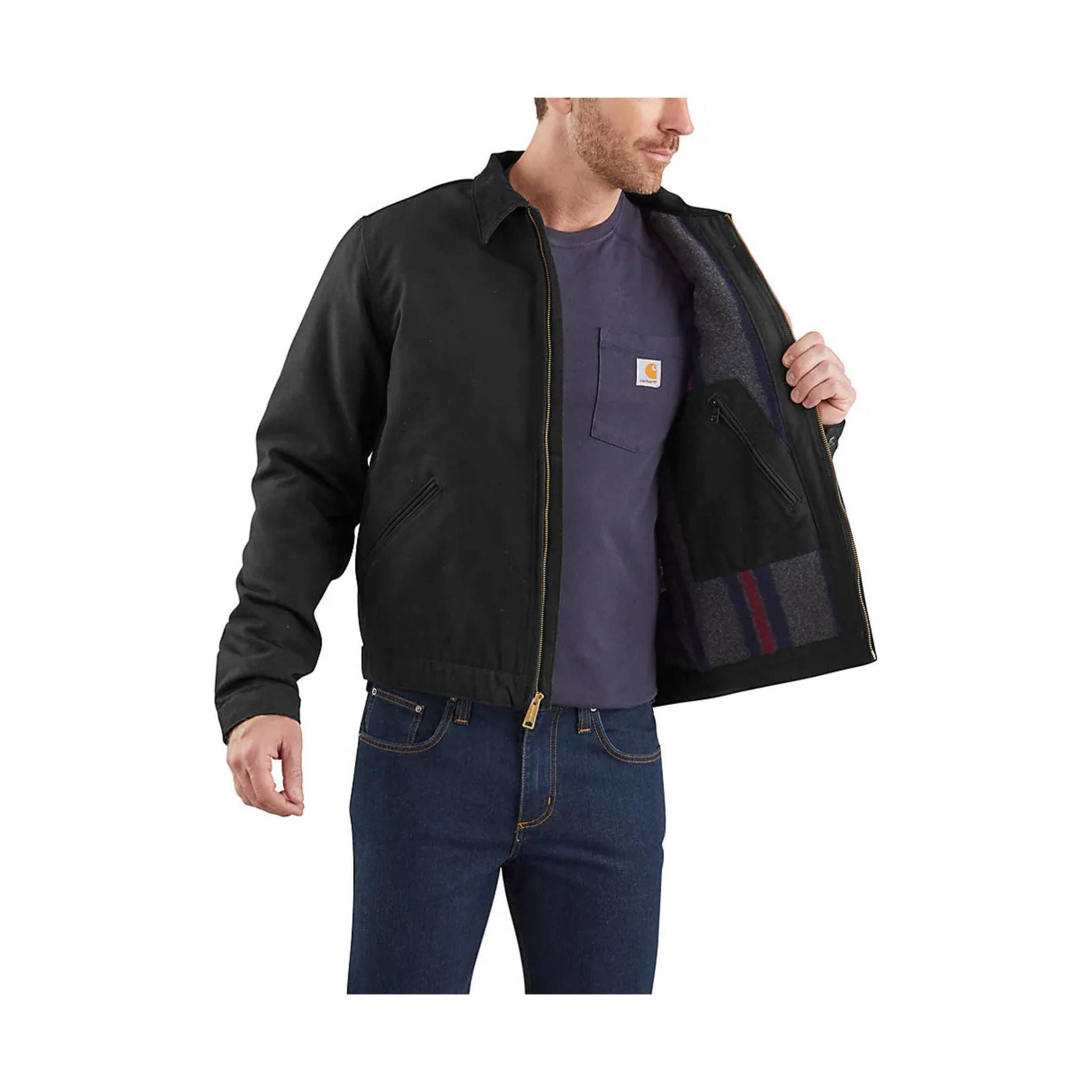 Carhartt Men's Blanket Lined Relaxed Fit Detroit Jacket - Black by Lenny's Shoe & Apparel
