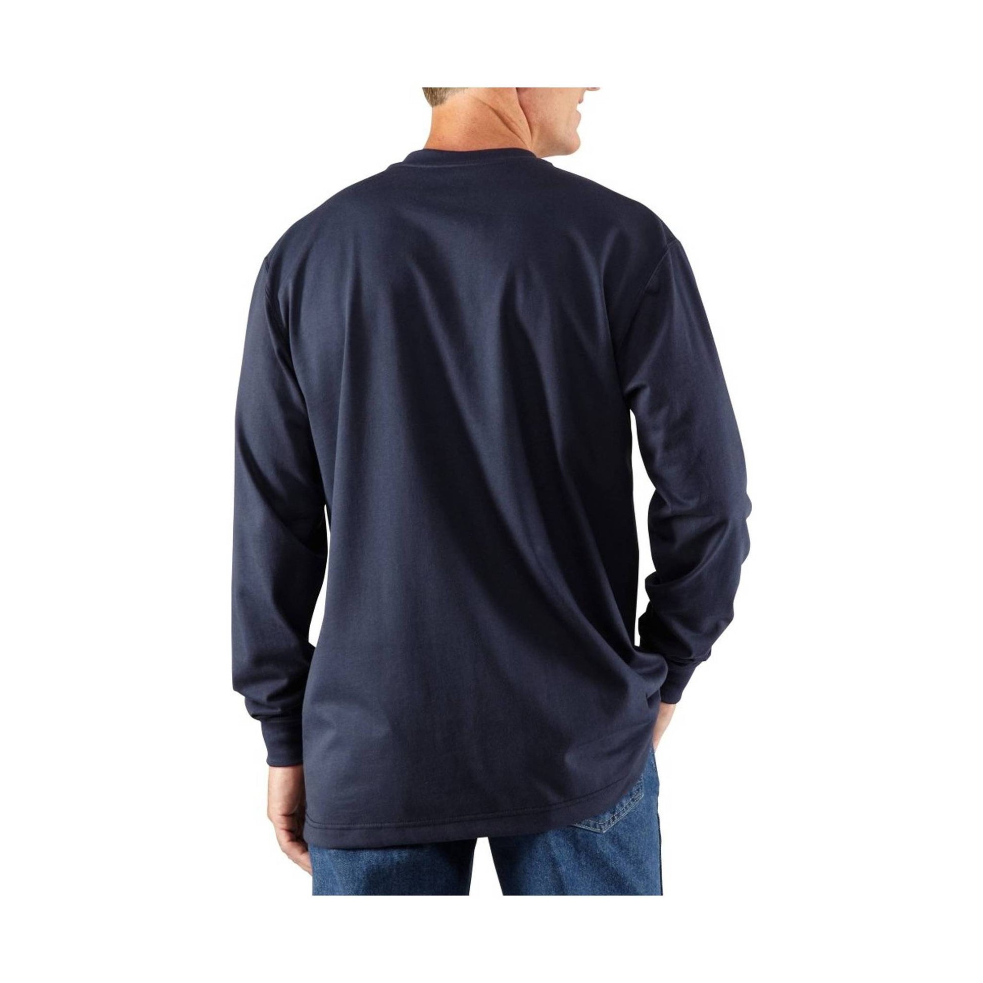 Carhartt Men's Flame Resistant Force Cotton Long Sleeve Henley - Dark Navy by Lenny's Shoe & Apparel