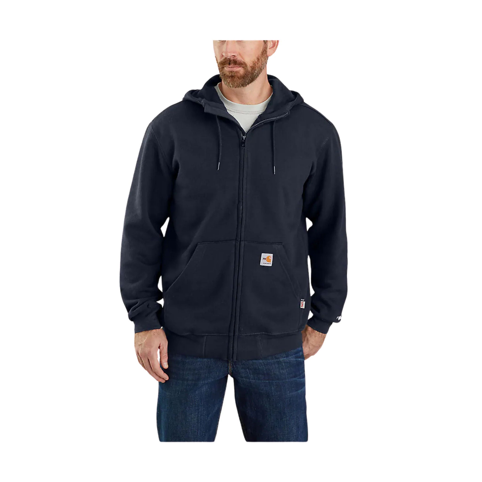 Carhartt Men's Flame Resistant Force Loose Fit Midweight Hooded Zip Front Sweatshirt - Navy by Lenny's Shoe & Apparel