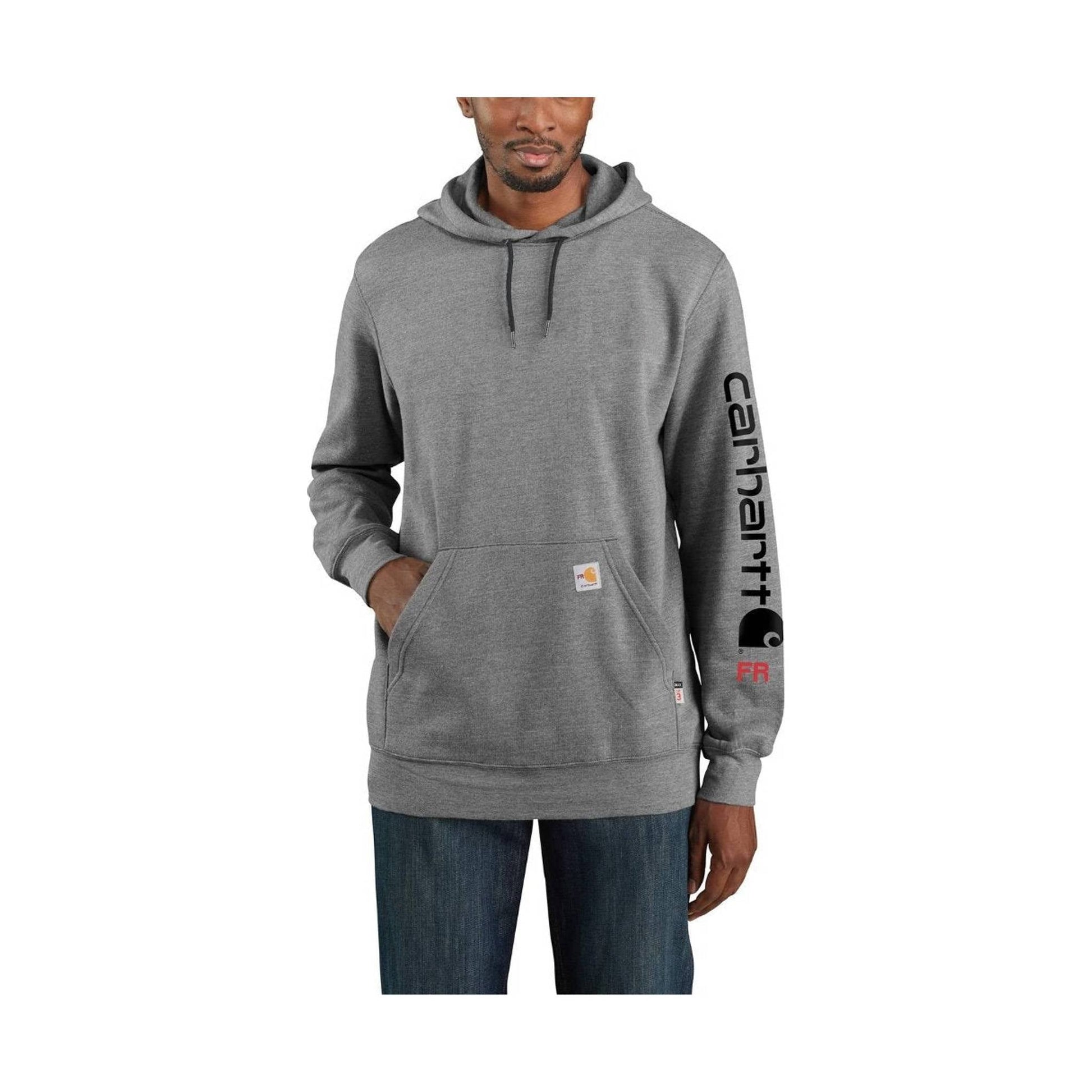 Carhartt Men's Flame Resistant Force Midweight Hooded Graphic Sweatshirt - Granite Heather by Lenny's Shoe & Apparel
