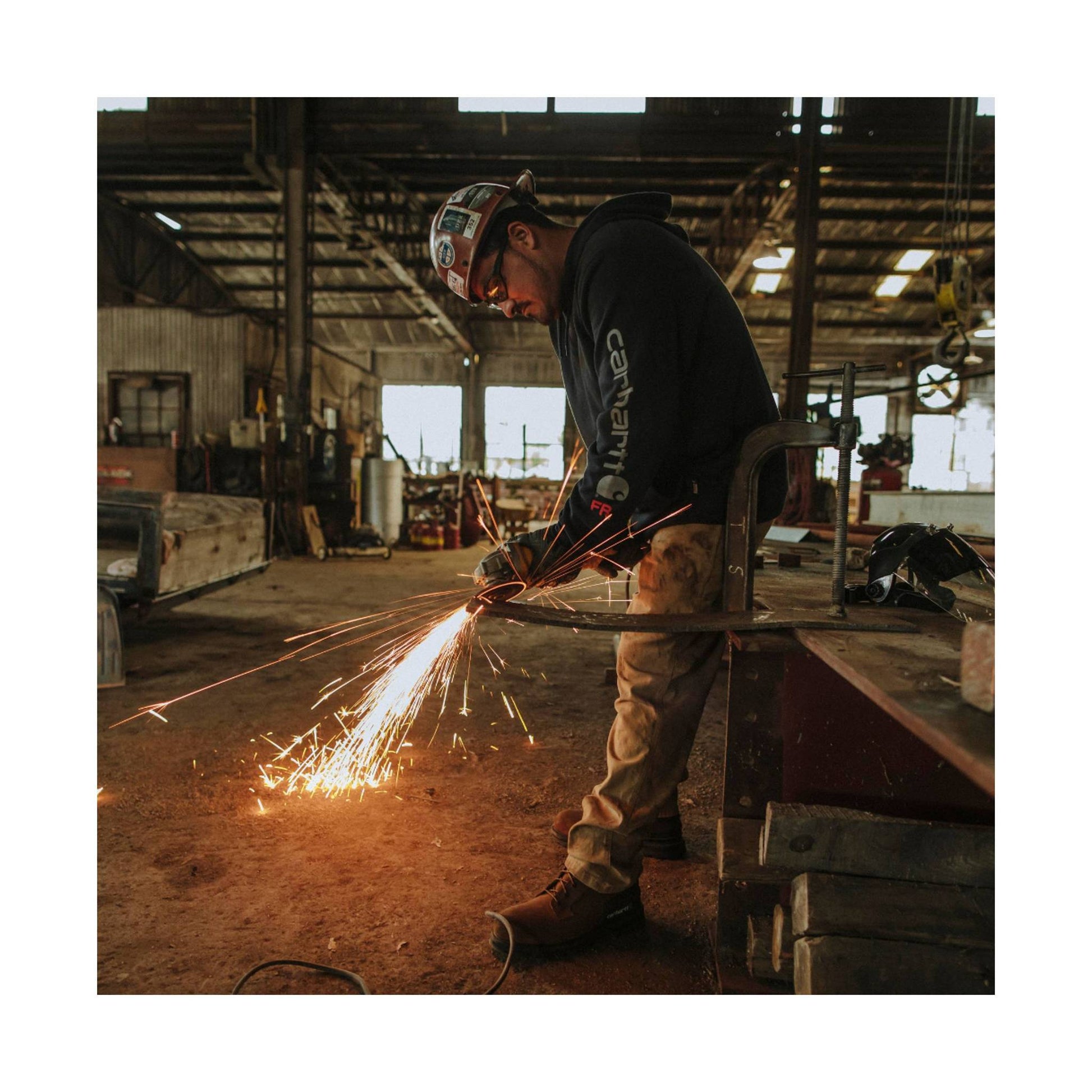 Carhartt Men's Flame Resistant Force Midweight Hooded Graphic Sweatshirt - Navy by Lenny's Shoe & Apparel