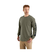 Carhartt Men's Loose Fit Heavyweight Long Sleeve Logo Sleeve Graphic T Shirt - Dusty Olive by Lenny's Shoe & Apparel