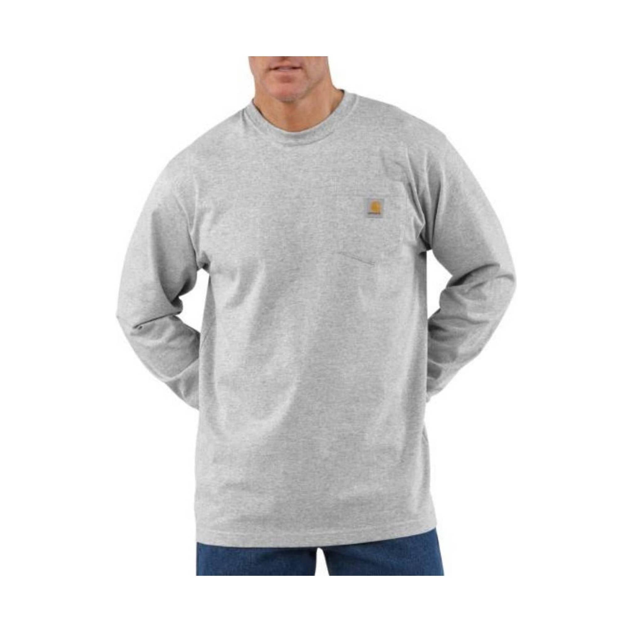 Carhartt Men's Loose Fit Heavyweight Long Sleeve Pocket T Shirt - Heather Gray by Lenny's Shoe & Apparel