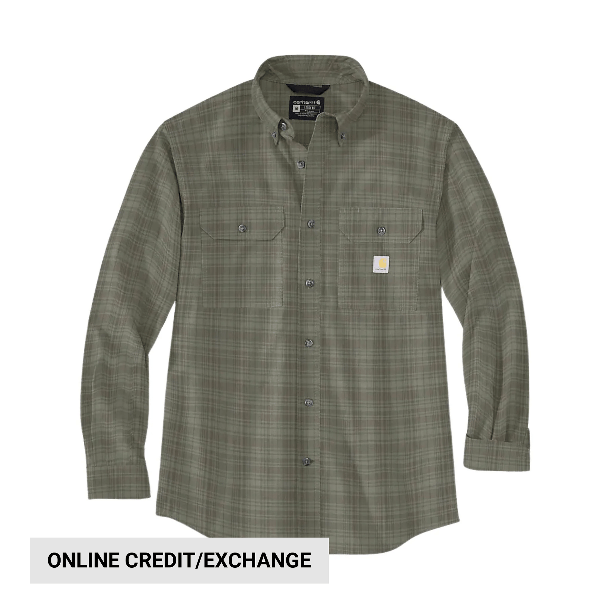 Carhartt Men's Loose Fit Midweight Chambray Long Sleeve Plaid Shirt - Dusty Olive by Lenny's Shoe & Apparel