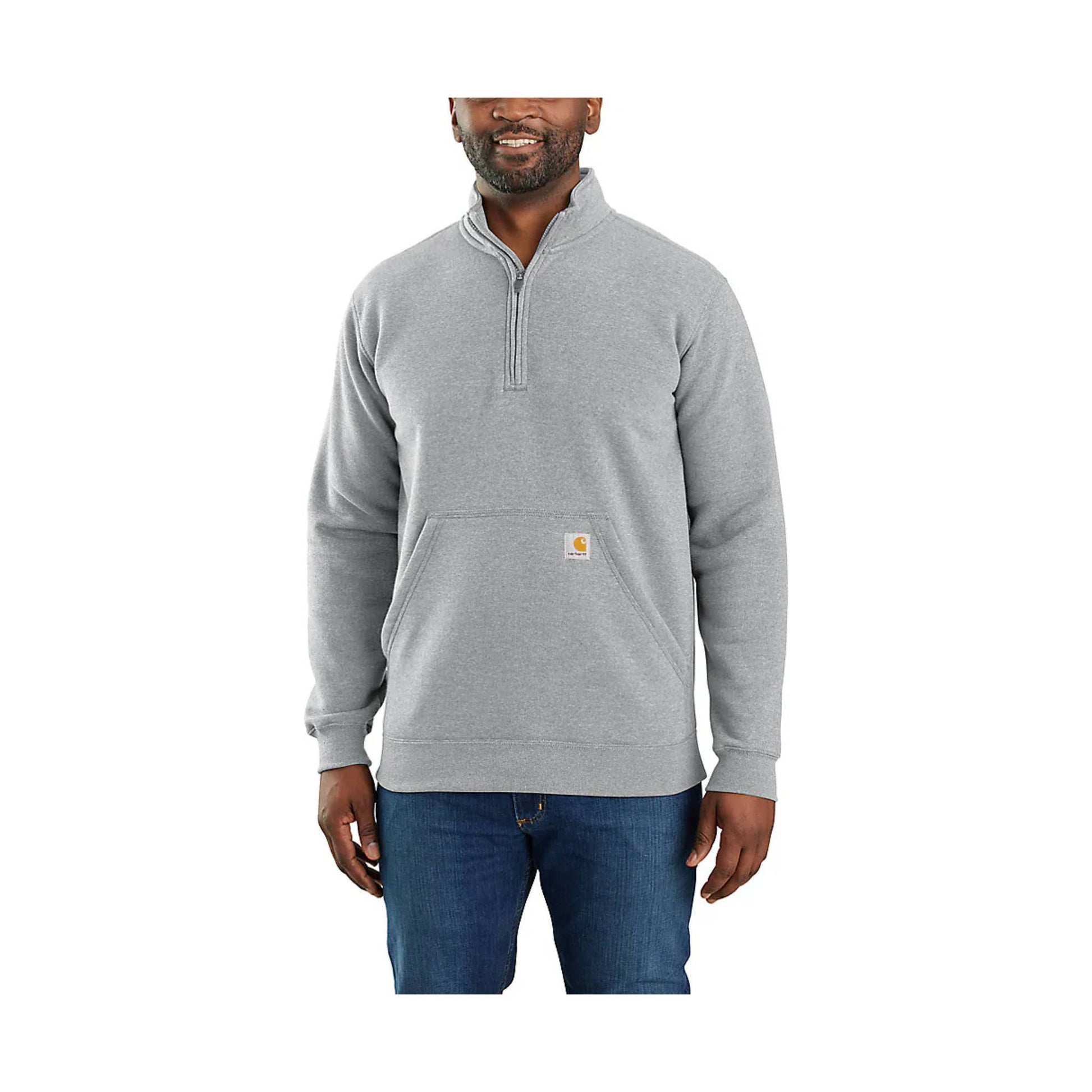 Carhartt Men's Loose Fit Midweight Quarter Zip Mock Neck Sweatshirt - Heather Gray by Lenny's Shoe & Apparel